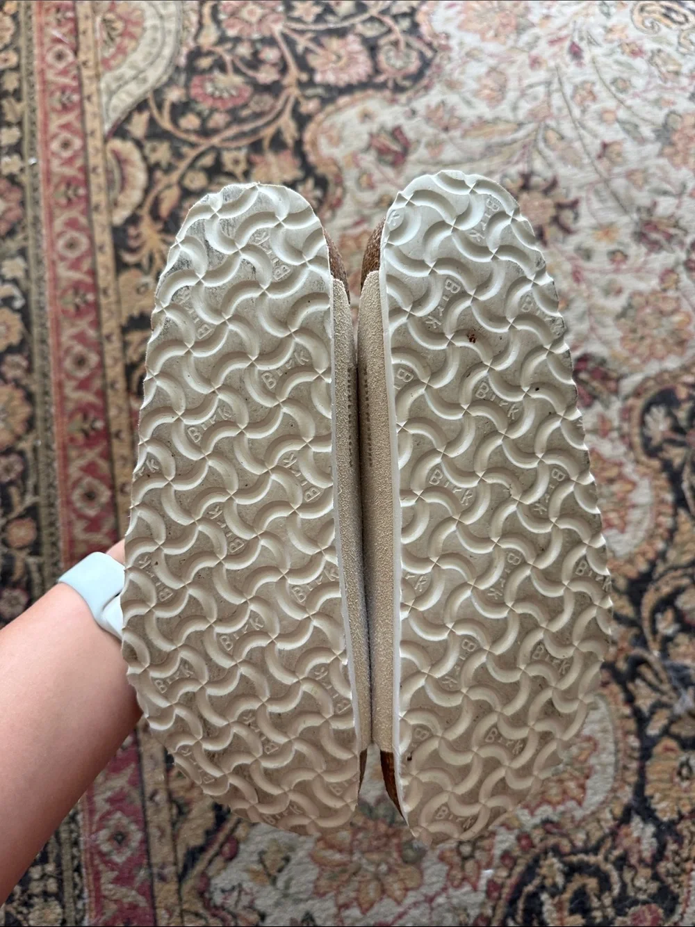 Birkenstock Beige Suede Double-Buckle Sandals